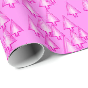 Moderne metallische Weihnachtsbäume - Orchideenros Geschenkpapier