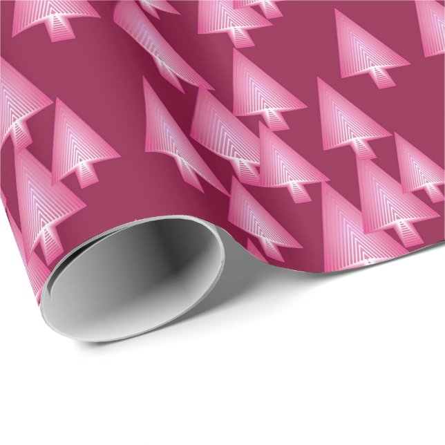 Moderne metallische Weihnachtsbäume - Rosa und Wei Geschenkpapier (Rolleneckpunkt)
