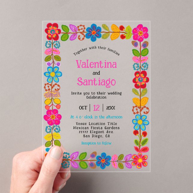 Moderne mexikanische Acrylhochzeit-Einladung Acryleinladungen (Insitu (Handheld))
