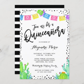 Moderne mexikanische Fiesta Quinceanera Einladung