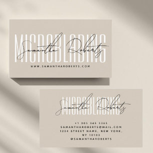 Moderne Microblading-Typografie-Schrift beige Visitenkarte