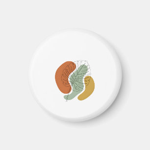 Moderne Mid-Century-Monstera-Blatt-Linienkunst Magnet