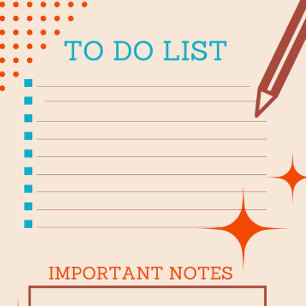 Moderne Mid Century Retro-To-Do-Liste Post-it Klebezettel
