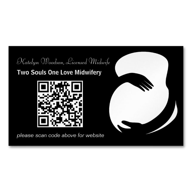 Moderne Midfrau Doula Maternity Black QR Code Magnetische Visitenkarte (Vorderseite)
