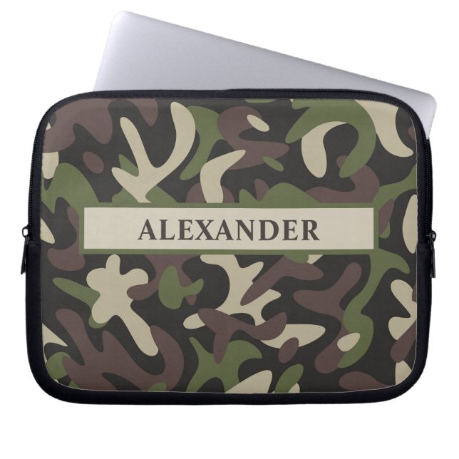 Moderne militärische Camouflage Green Brown person Laptopschutzhülle (Vorderseite)