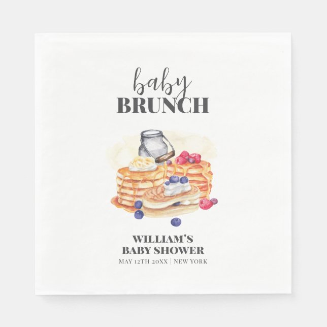 Moderne Milk Berry Pancake Brunch Babydusche Serviette (Vorderseite)