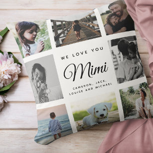Moderne Mimi Chic Mutter Tag Familie Foto Collage Kissen