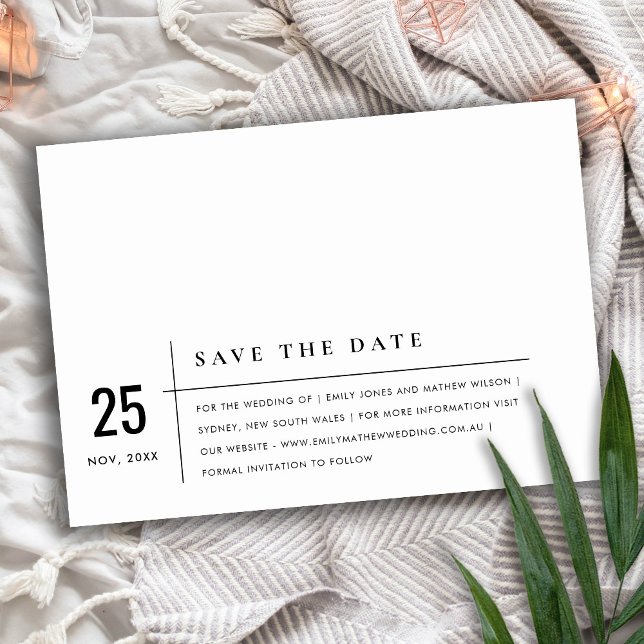 MODERNE MINDESTMUSTER, SCHWARZ UND WEISS SAVE THE DATE (Von Creator hochgeladen)