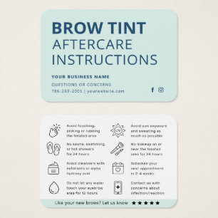 Moderne Mini Blue Eyebrow Tint Aftercare Card