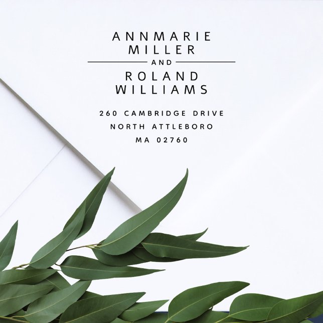 Moderne Minimal 2 Last Names Rücksendeadresse Permastempel (Von Creator hochgeladen)