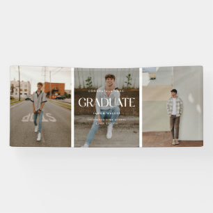 Moderne Minimal 3-Foto-Abschlussfeier Gratulatione Banner