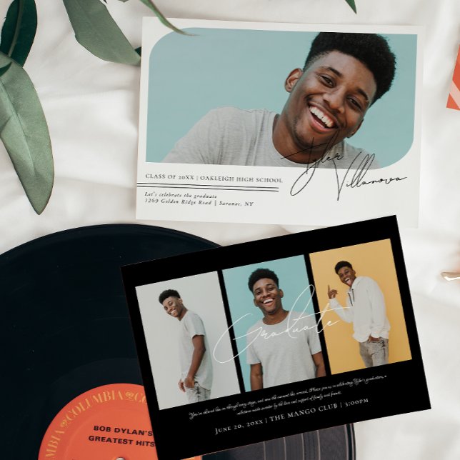 Moderne Minimal 4 Foto Abschluss Einladung (Von Creator hochgeladen)