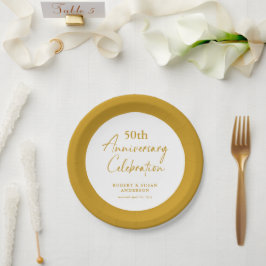 Moderne Minimal 50. Hochzeitstag Pappteller