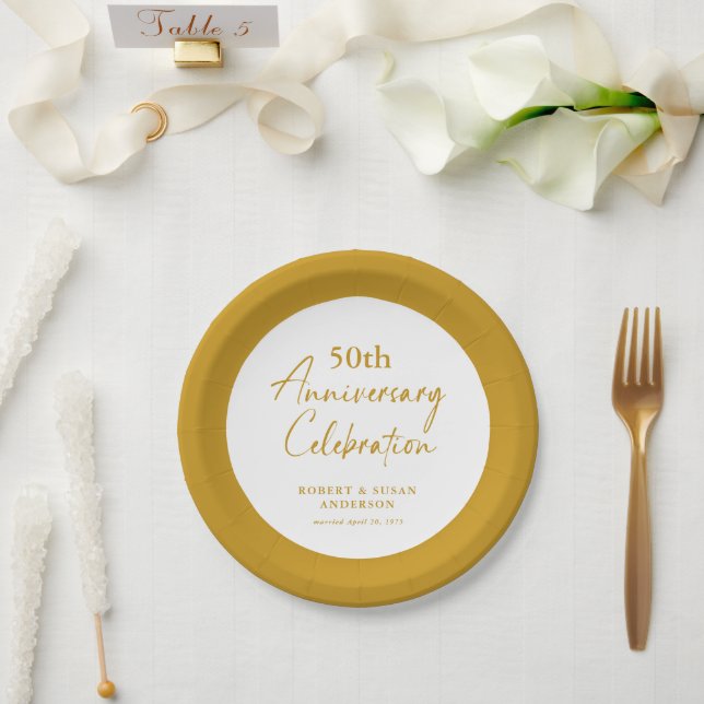 Moderne Minimal 50. Hochzeitstag Pappteller (Hochzeit)