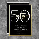 Moderne Minimal-50-Script Geburtstag Folieneinladung<br><div class="desc">Die moderne und schicke Einladung zum Geburtstag verbindet klassisches Schwarz und Weiß mit Akzenten echter Goldfolie. Es ist minimales Design ist ein einfaches und lustiges Design,  um den Meilenstein Geburtstag zu feiern. Diese Version der Karte hat einen skurrilen kleinen Polka-Punkt zurück. Erstellt von der einfachen Farmhouse Press.</div>