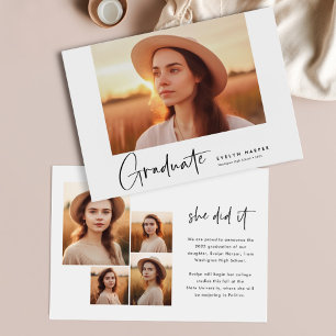 Moderne Minimal 5 Foto Abschluss Ankündigung