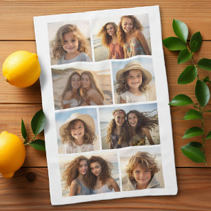 Moderne Minimal 8 Foto Grid Collage - White Geschirrtuch