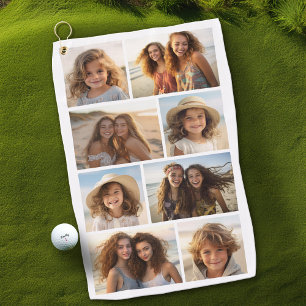 Moderne Minimal 8 Foto Grid Collage - White Golfhandtuch