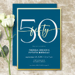 Moderne Minimal Aquamarine 50 Script Geburtstag Folieneinladung<br><div class="desc">Dieses moderne und schicke Geburtstagsfest verbindet klassisches aquamarines und Weiß mit Akzenten echter Goldfolie. Es ist minimales Design ist ein einfaches und lustiges Design,  um den Meilenstein Geburtstag zu feiern. Erstellt von der einfachen Farmhouse Press.</div>