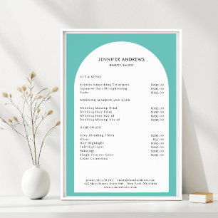 Moderne Minimal Arch Aquamarin Salon Preisliste Poster