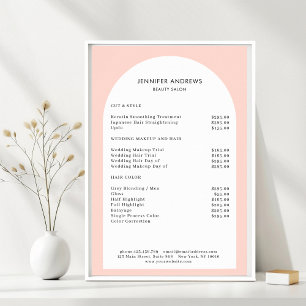 Moderne Minimal Arch Salon Preisliste Poster