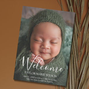 Moderne Minimal Baby Foto Geburtsankündigung Ankündigung