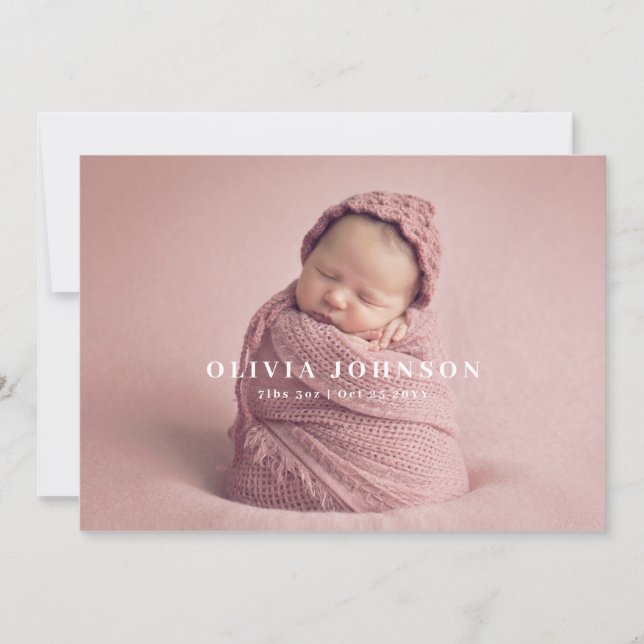 Moderne Minimal Baby Foto Geburtsankündigung Dankeskarte (Vorderseite)