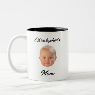 Moderne Minimal Baby-Gesicht Schwarze Schrift Gesc Zweifarbige Tasse