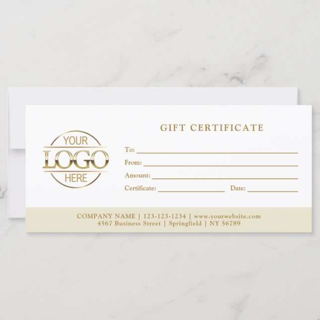 Moderne Minimal Beige Geschäftslogo Geschenkkarte (Vorderseite)