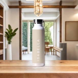Moderne Minimal Beige Personalisierter Name Trinkflasche
