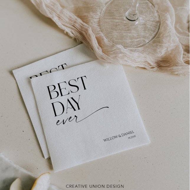 Moderne Minimal Best Day Ever Wedding Serviette (Von Creator hochgeladen)