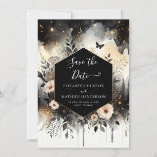 Moderne Minimal bezaubernde Waldhochzeit Save The Date