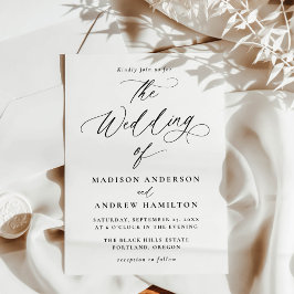 Moderne Minimal Black Calligraphy Wedding Einladung