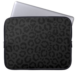 Moderne Minimal Black Leopard Print Laptopschutzhülle