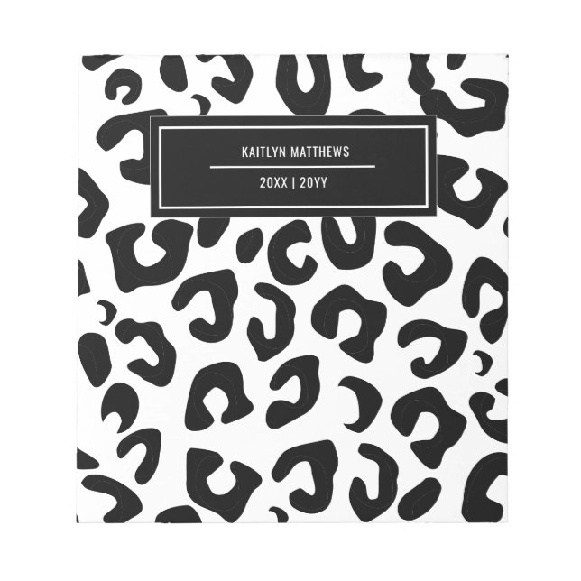 Moderne Minimal Black Leopard Print Notizblock (Vorderseite)