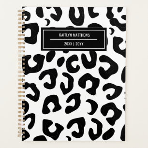 Moderne Minimal Black Leopard Print Planer