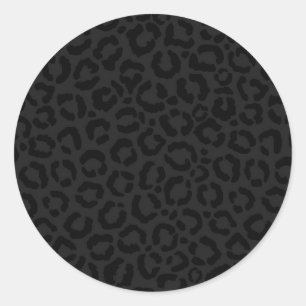 Moderne Minimal Black Leopard Print Runder Aufkleber