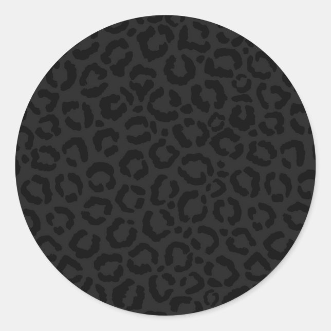 Moderne Minimal Black Leopard Print Runder Aufkleber (Vorderseite)