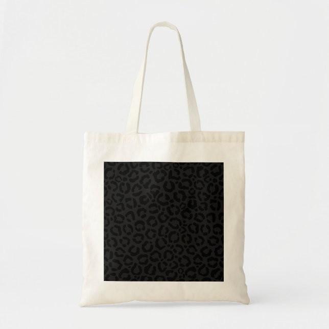 Moderne Minimal Black Leopard Print Tragetasche (Vorne)