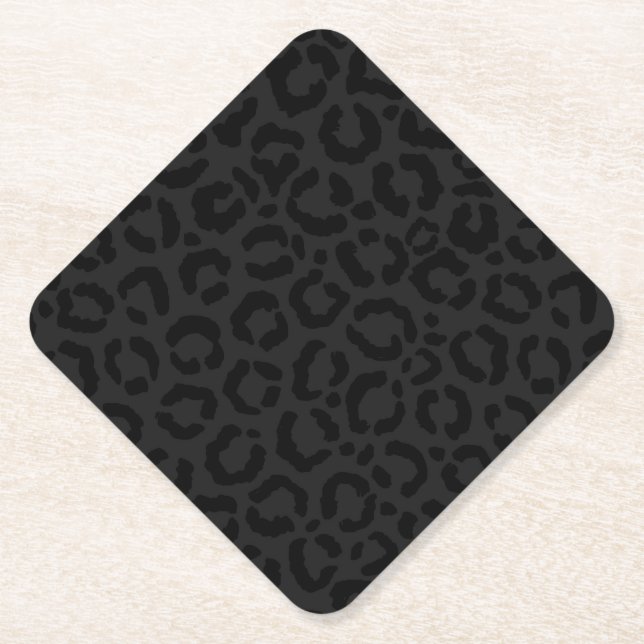 Moderne Minimal Black Leopard Print Untersetzer (Vorderseite)