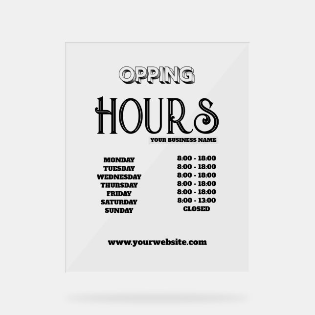 Moderne Minimal Black Logo Geschäftseröffnung Acrylschild (Vorderseite)