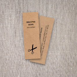 Moderne Minimal Black Scissor Kraft Papierhaar Mini Visitenkarte