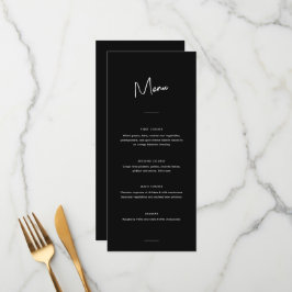 Moderne Minimal Black Script Wedding Menükarte