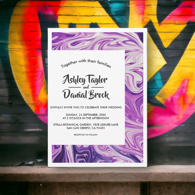 Moderne Minimal Blue Galaxy Abstrakte Kunsthochzei Einladung (Von Creator hochgeladen)