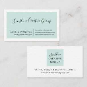 Moderne Minimal Blue Green Visitenkarte