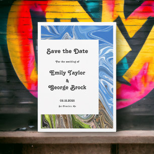 Moderne Minimal Blue Sky Whimsical Abstrakt Weddin Save The Date