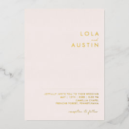 Moderne Minimal Blush und Lässige Hochzeit Folieneinladung