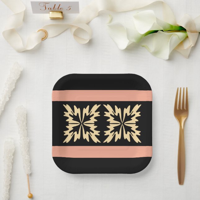 Moderne Minimal Bold Art Blätter Pappteller (Hochzeit)