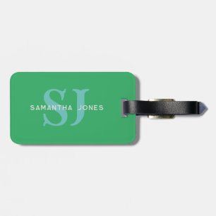 Moderne Minimal Bold Initials Green Blue Monogram Gepäckanhänger