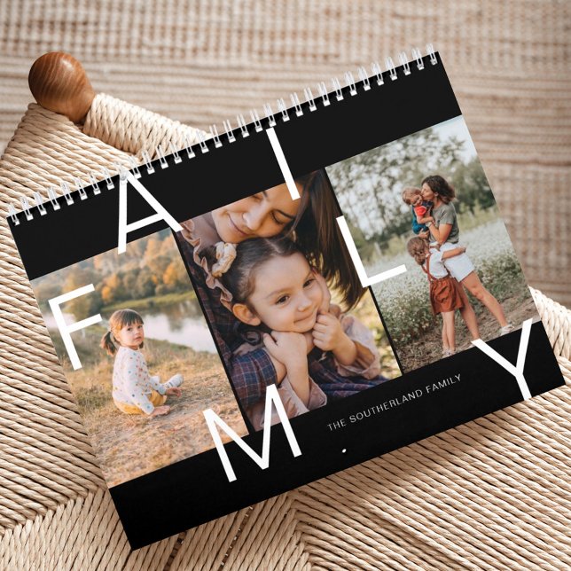 Moderne Minimal Bold Letters Family Foto Erinnerun Kalender (Modern Minimal Bold Letters Family Photo Memories Calendar)